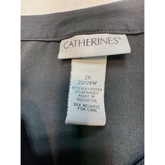 Catherines Womens Button Up Tunic Blouse Shirt Sze 2X Blue Colorblock Streetwear - Picture 2 of 10